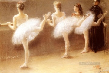  ballet Oil Painting - At The Barre ballet dancer Carrier Belleuse Pierre
